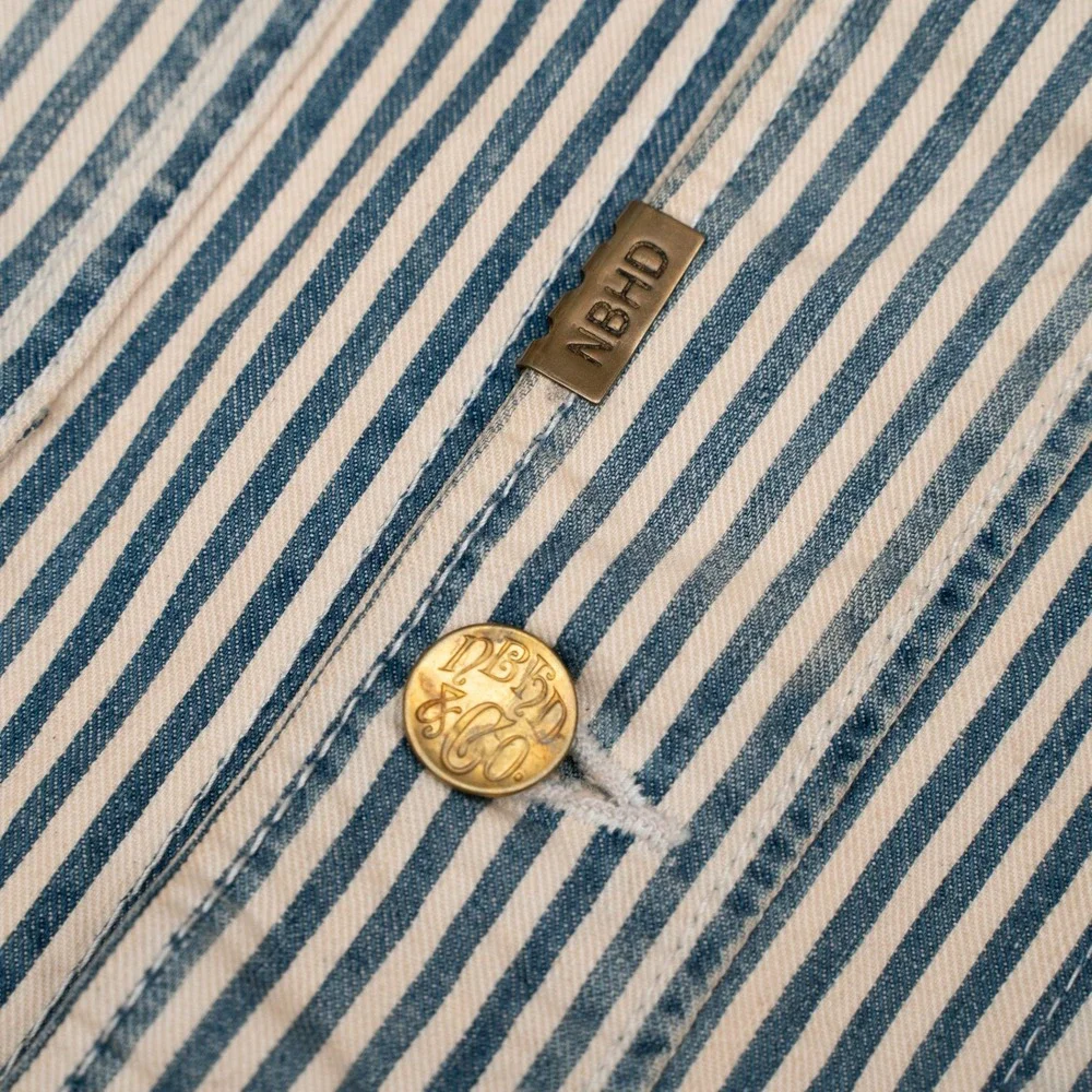 Vtg 2000s Neighborhood NBHD Hickory Stripe Dealer Chore Coat 30s 40s Style L - Picture 6 of 12